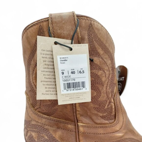 Ariat Chandler Women's Size 9C W Naturally Distressed Brown Leather Western Boot - Picture 15 of 16
